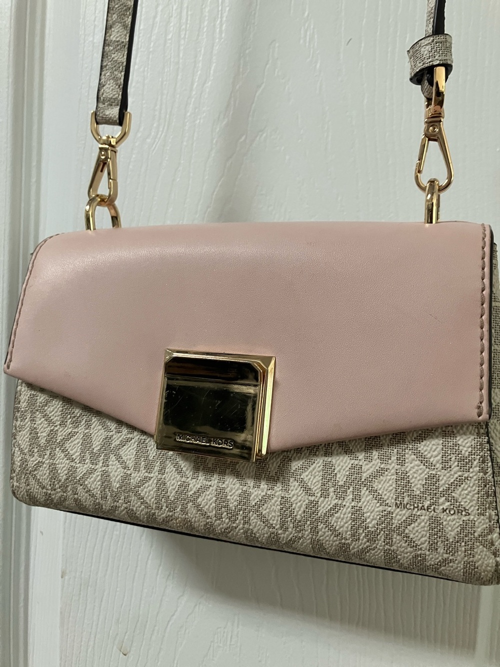 Michael Kors Blush Pink Leather & Signature Logo Crossbody